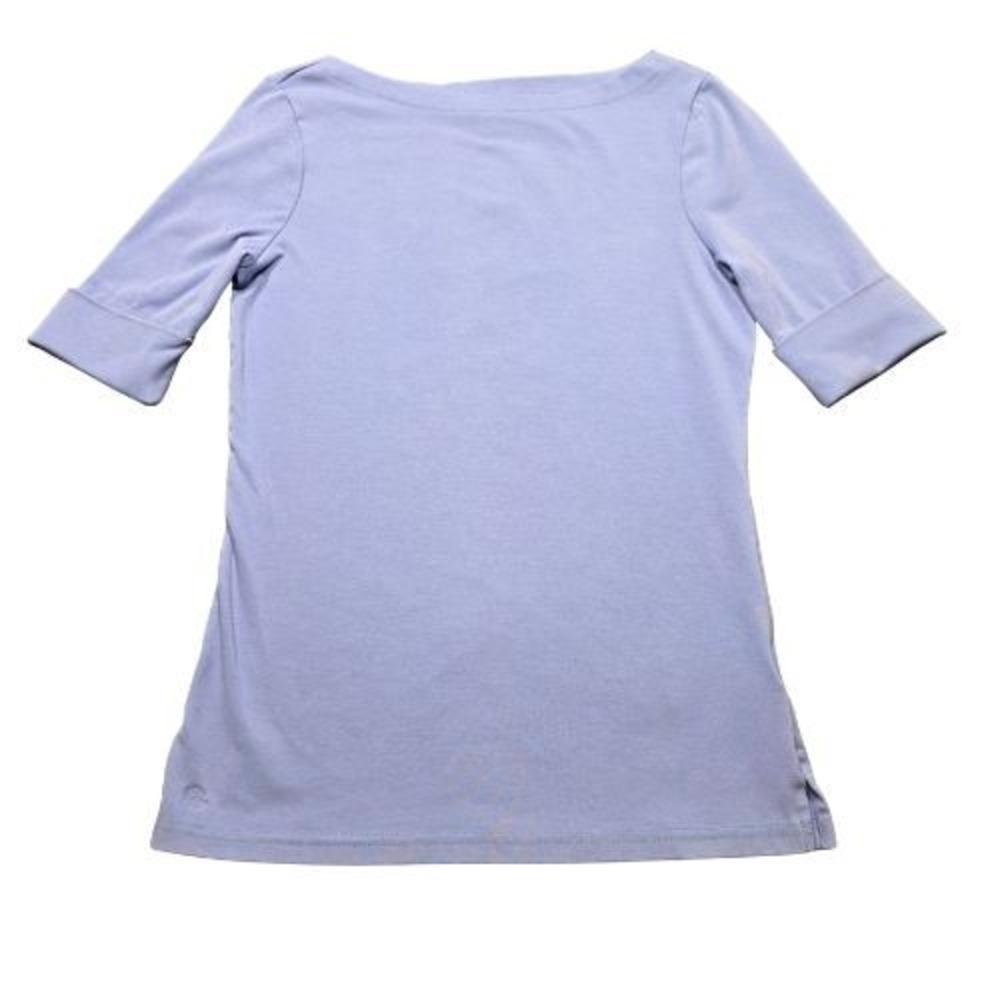 Lauren Ralph Lauren Periwinkle Blue Boatneck 3/4 Cuffed Sleeve Top Small Coastal